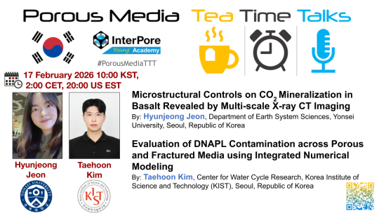 Porous Media Tea Time Talk Session 77 Advert Korean Researcher Special